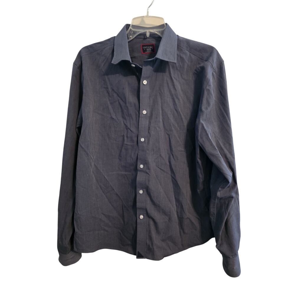 Untuckit Men’s Shirt Buttons Down Long Sleeves Blue Size M NWT Preppy Workwear